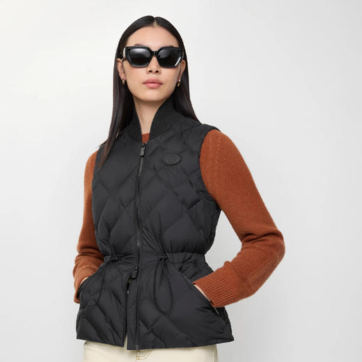 BURBERRY 巴宝莉 女士格子缝线尼龙德文赛德棉马甲 黑色 8121369 A1189 商品图3