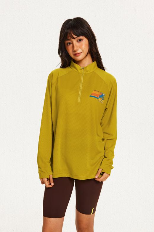 CryingCenter 网布半拉速干跑步羽毛球长袖复古印花凉感Tee 商品图1