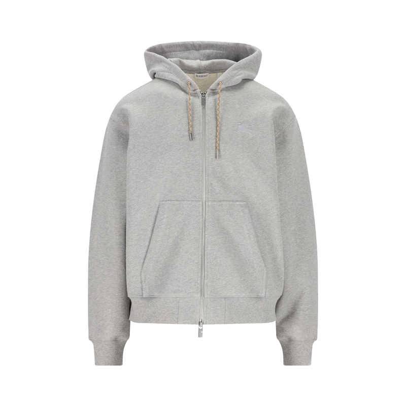 BURBERRY 巴宝莉 男士格纹拉链抽绳连帽卫衣 灰色 8120756 A2142