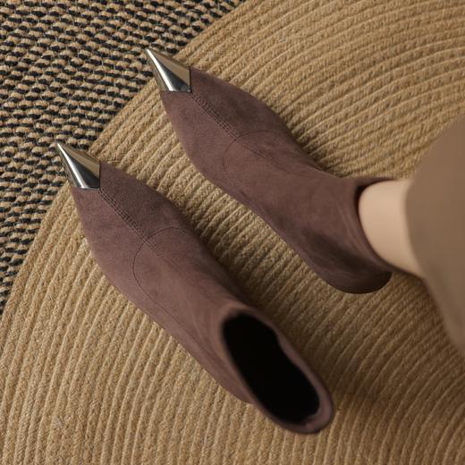 【预售5天】韩版短靴女单靴弹力靴瘦瘦靴细高跟金属包头尖头SLLK&sl-7778 商品图3