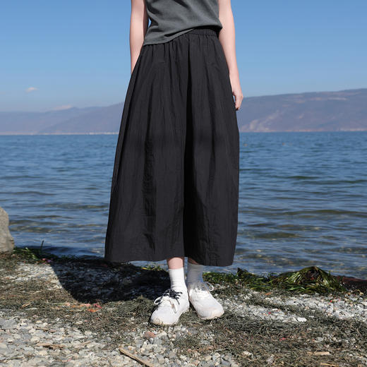 三彩2026春季新款设计感高腰半身裙A字裙长裙显瘦韩系气球裙M 商品图3