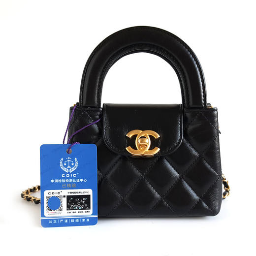 【98新】CHANEL香奈儿AP3435 B15566 94305黑金牛皮mini nano kelly链条单肩包女士310126AK02 商品图0