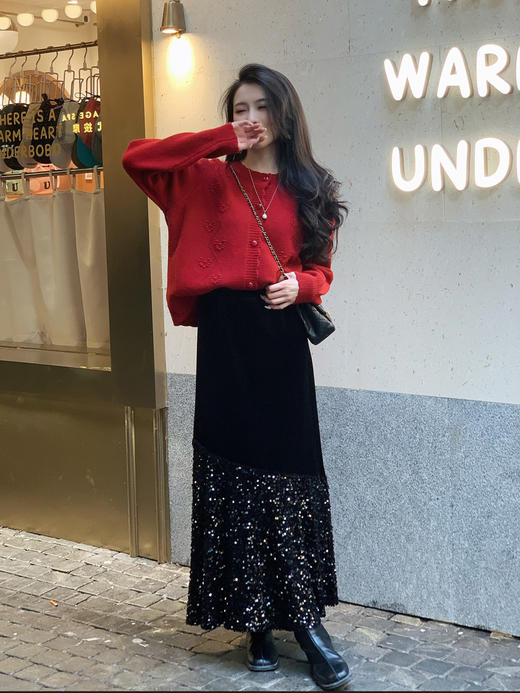 【百图lulu定制】【烟花针织开衫】琥珀纽扣 烟花纹理 绒感 针织开衫 商品图4