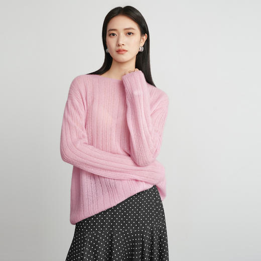 【严选】蒋欣代言伊芙丽桑蚕丝羊绒软糯镂空针织衫女2026春季新款毛衫女1H2930571Q 商品图4