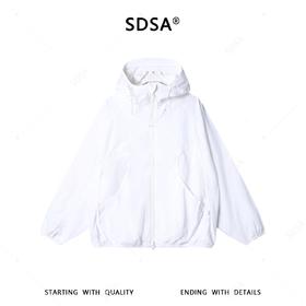 SDSA男装2026新款高贵轻奢百搭简约拼接纯色拉链立领连帽夹克时尚