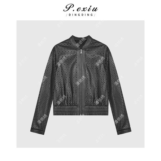A002潘依绣【雕刻时光】进口绵羊皮雕花镂空薄款皮衣TW82601 商品图1