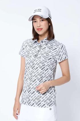 日本PING 女士高尔夫 字母logo短袖polo衫 防晒速干
