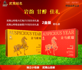 心选丨武夷岵茗生肖礼盒马年特级大红袍/特级金骏眉2盒装（独立小泡袋）武夷山直邮 茶叶礼盒 金马献瑞
