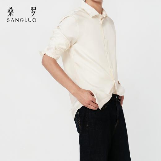 男士送礼』桑罗可机洗衬衫桑蚕丝休闲商务通勤长袖内搭 商品图2