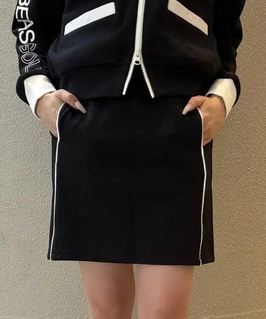 BEAMS GOLF 女款 斜纹黑白配色立领外套+抽绳短裙套装 弹力舒适防紫外线 商品图2