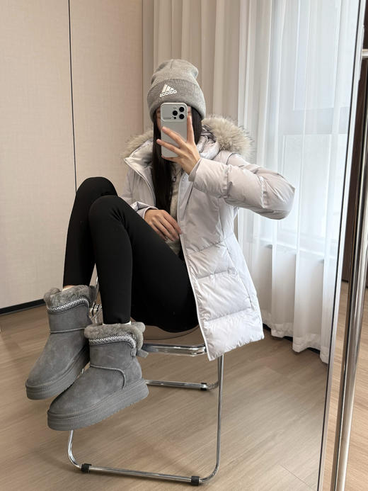 正品原单狐狸毛领新国标90白鸭绒收腰羽绒服 商品图8