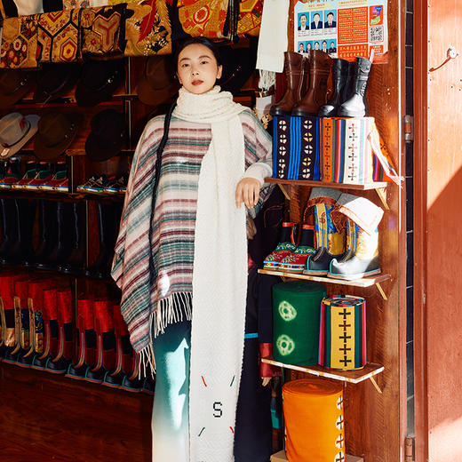 西藏手工氆氇羊绒斗篷  SJF98W715N 商品图3