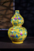 黄地扒花《福禄安康》葫芦瓶 商品缩略图0