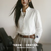 马登白色全纯棉翻领西装牛津纺衬衫刺绣叠穿长袖内搭上衬衣女士春 商品缩略图4