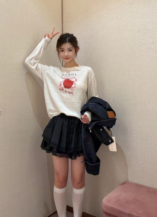 露思同款 渠道圆正 幸运果圆领长袖T恤 我穿XL贼宽松 商品图8