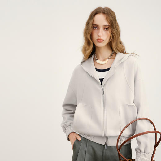 lost in echo2026年春夏新款圆肩连帽卫衣外套A字百褶伞形半身裙 商品图3