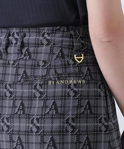 St ANDREWS 女士高尔夫 logo格纹提花百褶短裙 侧拉链半身裙 商品图10