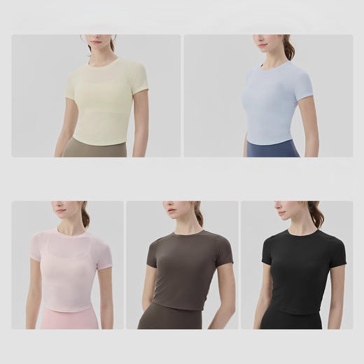 YOGACODE【火树银花系列】普拉提瑜伽服短袖女圆领紧身显瘦运动t恤DWY116127 商品图3