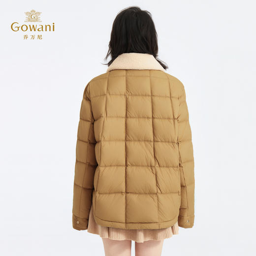 【鹅绒】羊羔毛翻领设计菱格绗缝宽松保暖鹅绒服ED4T870 商品图4