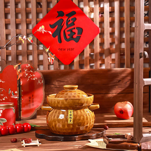 【千锤陶釜】金蜜釉中式复古窑变釉陶瓷砂锅煲家用炖汤耐高温防溢砂锅 商品图5