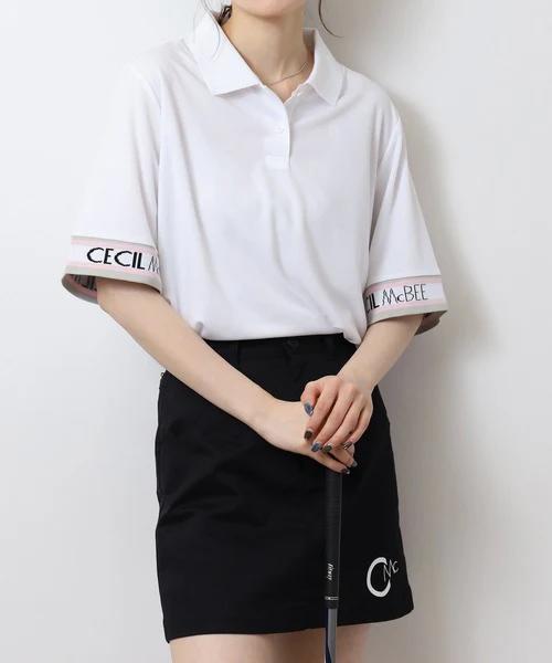 CECIL McBEE 女士高尔夫 袖口提花POLO领短袖 宽松落肩五分袖 商品图13