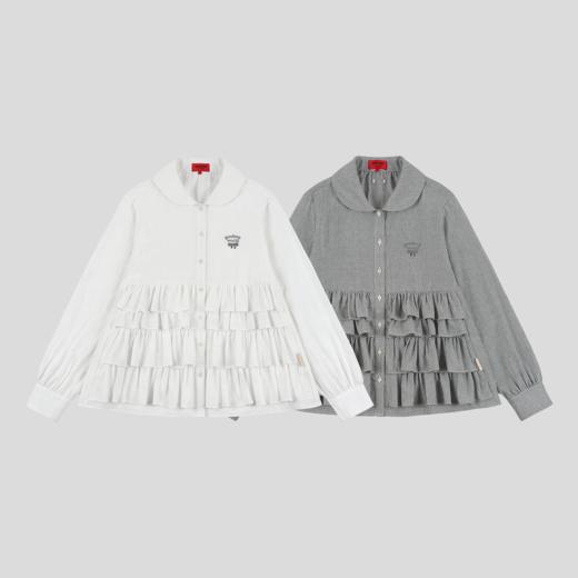 GOODBAI GOODEES 新款气质甜美时尚荷叶边长袖衬衫上衣 商品图1