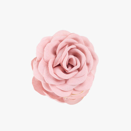 三彩2026新款手工立体花朵浅粉玫瑰缎面带爪发夹法式温柔蓬松氛围 商品图4