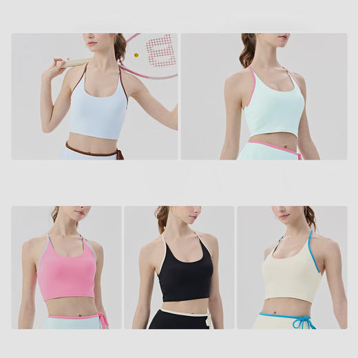 YOGACODE【火树银花系列】瑜伽背心女带胸垫免穿内衣瑜伽服撞色线条美背DWC116152 商品图3