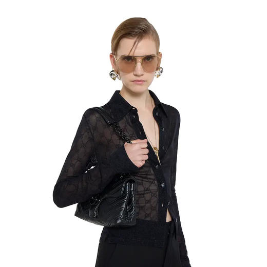 GUCCI 古驰 女士GG Marmont系列小号单肩背包 黑色 855371 AAFS1 1000 商品图6