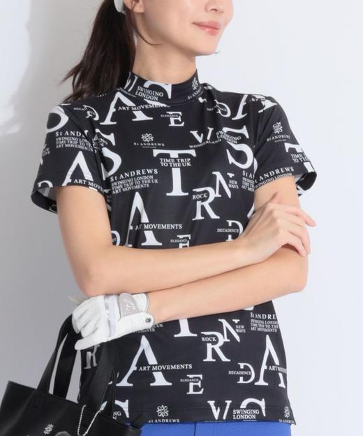 日本St ANDREWS高尔夫 女款 通体字母印花小高领光滑短袖 弹力速干 商品图1