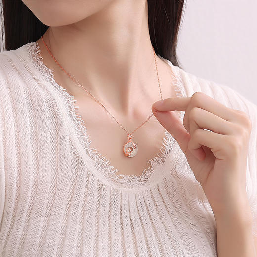 【平安福马】纯银平安扣玉髓独角兽项链【JHY-N002113M】 商品图2