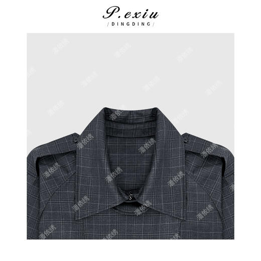 04-2潘依绣丁丁宠粉复古老钱风格纹气质系带长袖风衣外套Q48615 商品图2