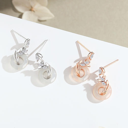 【穗穗平安】纯银穗岁平安扣麦穗玉髓耳钉【JHY-E001316M】 商品图1