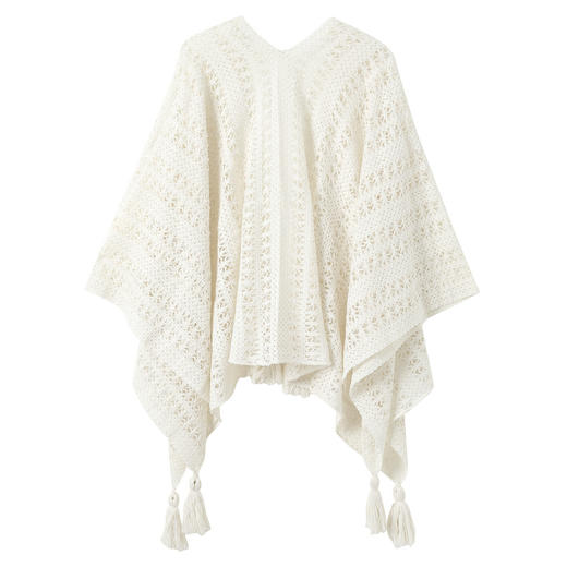 三彩2026新款游牧风披肩流苏长款加大针织围脖镂空披风斗篷文艺 商品图4