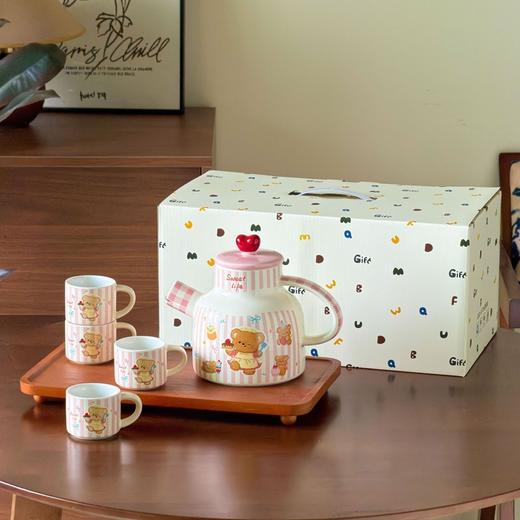 【黄油格子小熊系列】恒温茶壶套装网红陶瓷茶具套装ins风高颜值卡通家用办公泡茶杯壶 商品图1