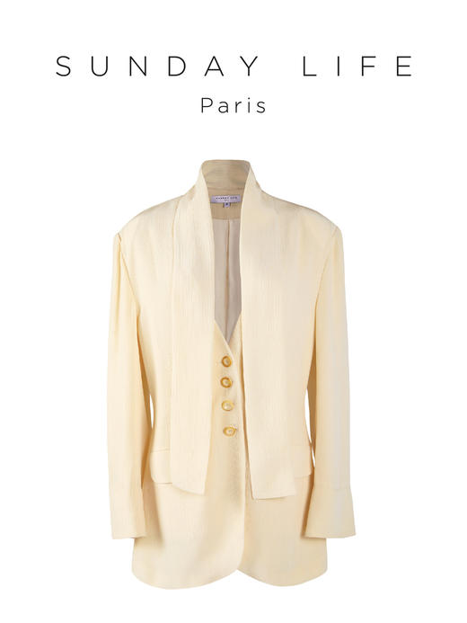 宽松廓形醋酸光泽肌理感休闲西装外套 商品图6