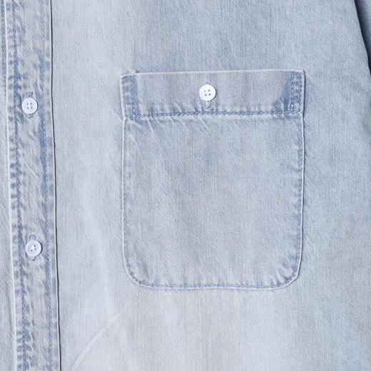 SDSA男装2026新款高贵轻奢韩版简约磨白牛仔长袖衬衫百搭舒适衬衣 商品图2