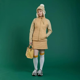 Resurrection GOLF  女款 冬季新款运动保暖绗缝中棉拼接夹克立领外套+中棉短裙