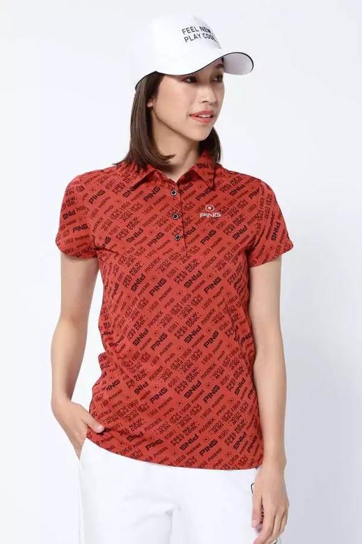 日本PING 女士高尔夫 字母logo短袖polo衫 防晒速干 商品图2