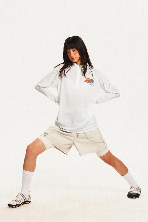 CryingCenter 网布半拉速干跑步羽毛球长袖复古印花凉感Tee 商品图3