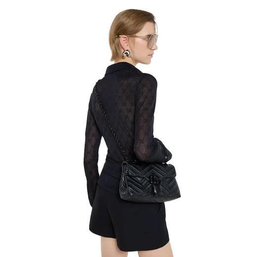 GUCCI 古驰 女士GG Marmont系列小号单肩背包 黑色 855371 AAFS1 1000 商品图5