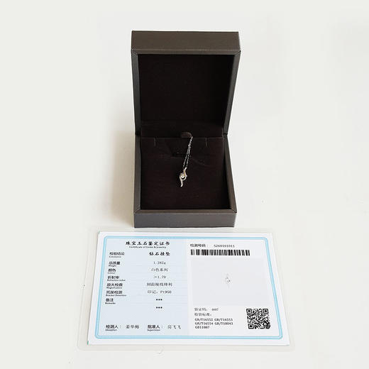 【天然正品】PT950铂金时尚设计款0.105克拉钻石吊坠项链170126NJS15 商品图1