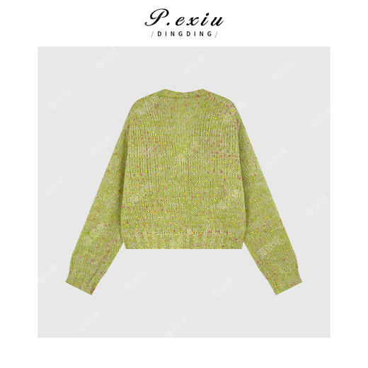 04-1潘依绣丁丁宠粉【青提茉莉】马海毛羊毛花纱肌理感V领针织开衫 L2691 商品图2