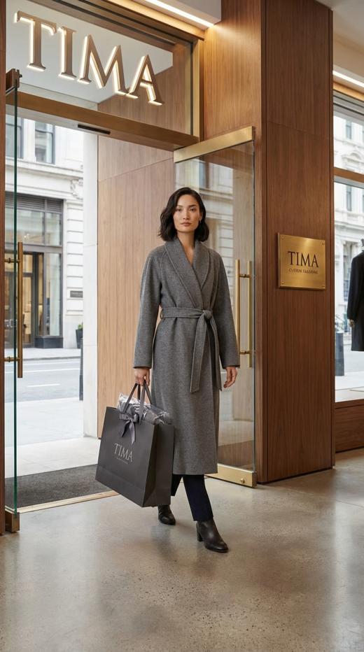 大披肩领超大摆双面手工中腰系带超长款大衣 商品图9