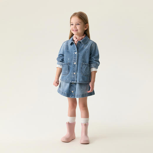 马克珍妮春日小樱桃女童纯棉牛仔套装2026年春装新款560285 商品图3