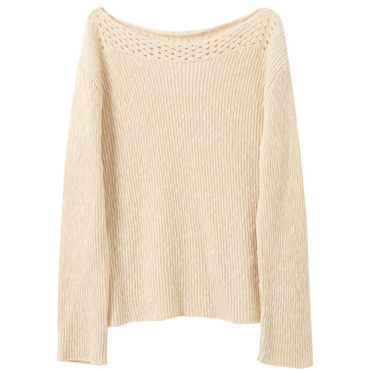 【100棉】三彩独醒2026春季新款一字领针织衫落肩袖毛衫套头F 商品图4