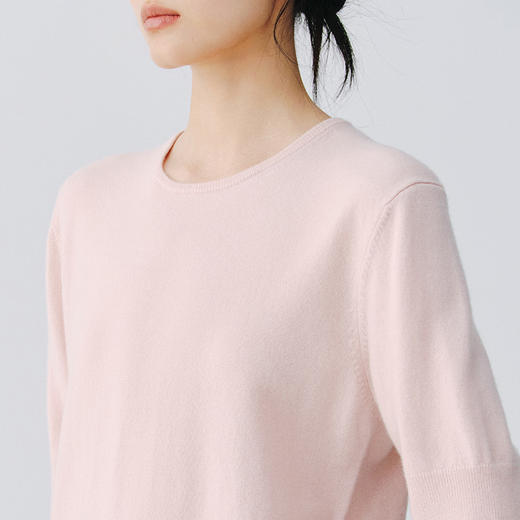 东黎 • 复苏的呼吸 玉露逢春 山羊绒女士轻盈透气圆领半袖 6024 商品图8