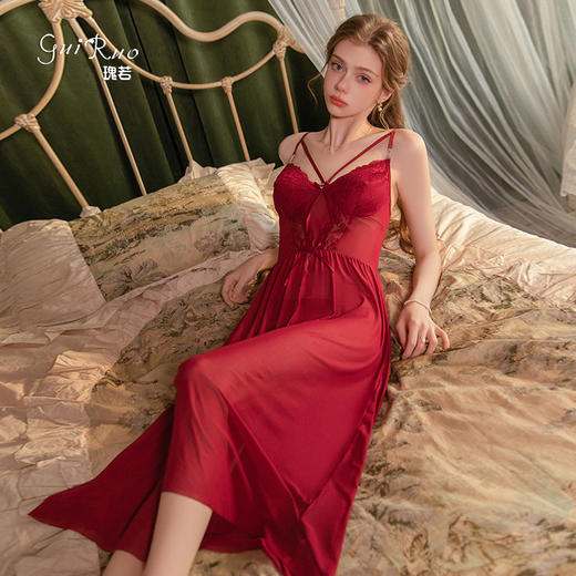 【YW】无忧购情趣内衣性感蝴蝶结点缀纯欲前开叉睡裙外袍套装6751（截单后3-5天发货) 商品图3