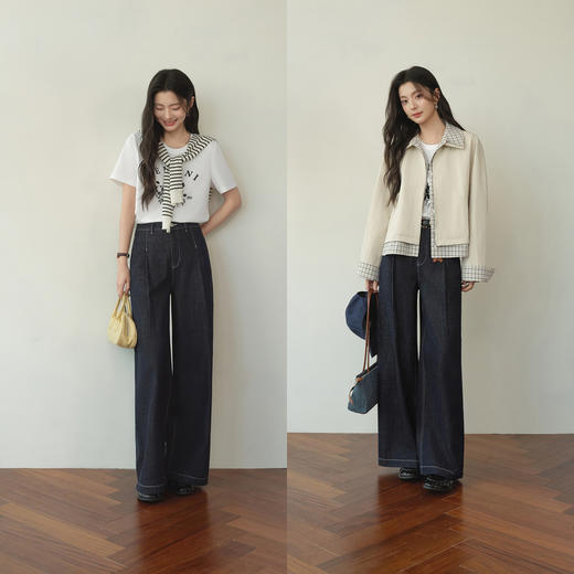 【严选】诗凡黎植绒印花正肩棉T恤2026春新款百搭宽松显瘦休闲内搭短袖女7H2200191 商品图1