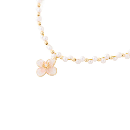 三彩2026新款法式甜柔藤蔓珍珠项链粉晶立体花朵吊坠通勤约会森系 商品图1